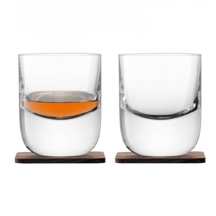 Набор стаканов с деревянными подставками Lsa International Renfrew Whisky, 270 мл, 2 шт.