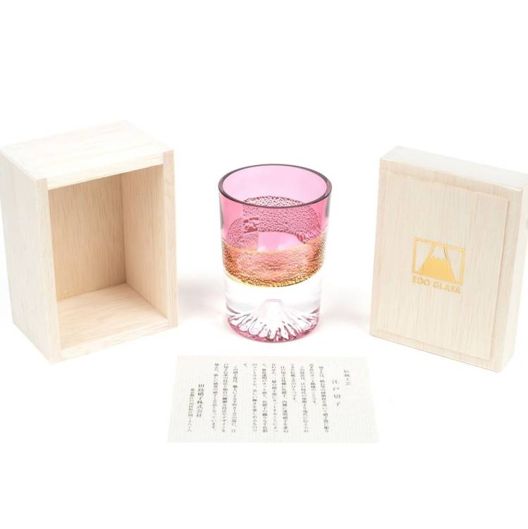 Рюмка TAJIMA GLASS Фудзи с позолотой 85 мл, золотисто-красная