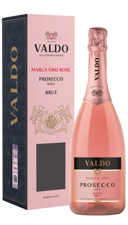Игристое вино Valdo Marca Oro Rosè Brut Prosecco DOC розовое брют в подарочной упаковке