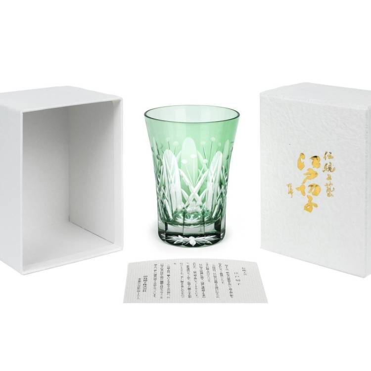 Стакан TAJIMA GLASS с узором Тама Ярай , 240 мл, зеленый, 1 шт