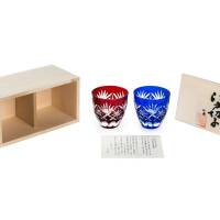 Набор рюмок TAJIMA GLASS звезды 75мл, красный и лазурный, 2 шт