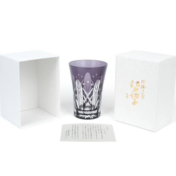 Стакан TAJIMA GLASS с узором Тама Ярай , 240 мл, фиолетовый, 1 шт