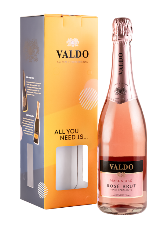 Игристое вино Valdo Marca Oro Rose Brut розовое брют в подарочной упаковке